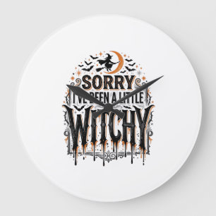 Lustiges Hexen-Halloween-Vintage-Gravur-Shirt-Des Große Wanduhr