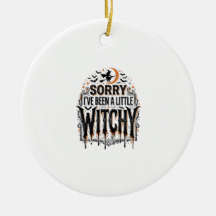 Lustiges Hexen-Halloween-Vintage-Gravur-Shirt-Desi Keramik Ornament