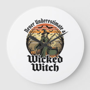 Lustiges Hexen-Shirt Vintage Gravur Halloween-Desi Große Wanduhr