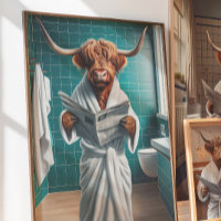 Lustiges Highland-Kuh-Badezimmer-Kunstposter