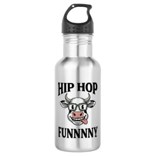 Lustiges Hip-Hop-Kuh Vintage-Gravur-Shirt-Design_1 Edelstahlflasche