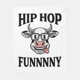 Lustiges Hip-Hop-Kuh Vintage-Gravur-Shirt-Design_1 Fleecedecke