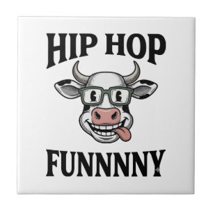 Lustiges Hip-Hop-Kuh Vintage-Gravur-Shirt-Design_1 Fliese
