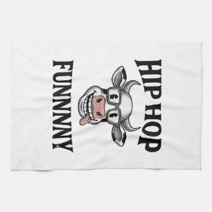 Lustiges Hip-Hop-Kuh Vintage-Gravur-Shirt-Design_1 Geschirrtuch