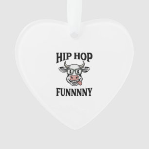 Lustiges Hip-Hop-Kuh Vintage-Gravur-Shirt-Design_1 Ornament