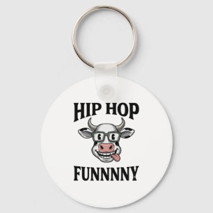 Lustiges Hip-Hop-Kuh Vintage-Gravur-Shirt-Design_1 Schlüsselanhänger