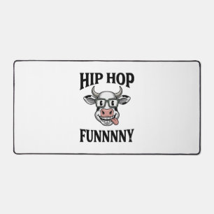 Lustiges Hip-Hop-Kuh Vintage-Gravur-Shirt-Design_1 Schreibtischunterlage