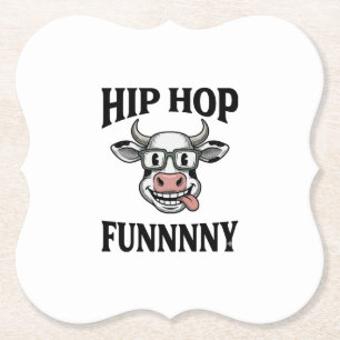 Lustiges Hip-Hop-Kuh Vintage-Gravur-Shirt-Design_1 Untersetzer