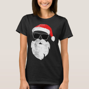 Lustiges Hipster-Weihnachtsmann-Gesicht mit Hut Ba T-Shirt