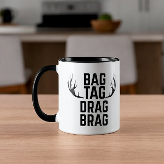 Lustiges Hirsch-Bogen-Gewehr-Jäger-Tasche-Etikett Tasse