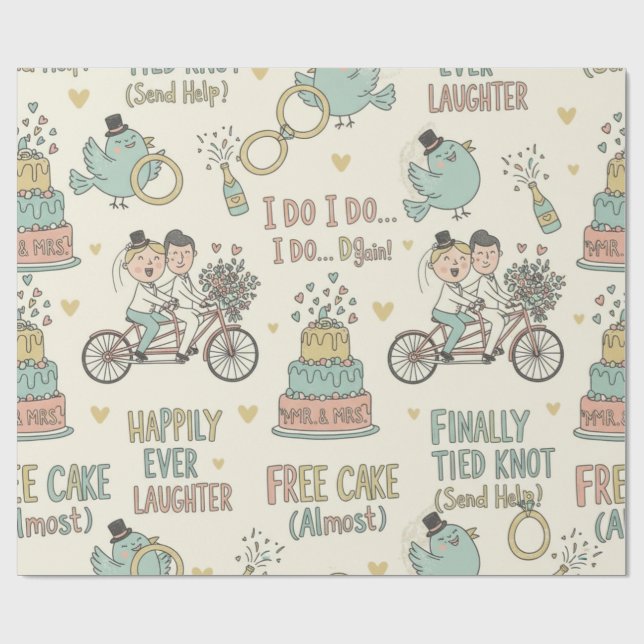 Lustiges Hochzeitspapier  Geschenkpapier (Flach)