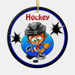 Lustiges Hockey verziert 2 Textboxen, Keramik Ornament