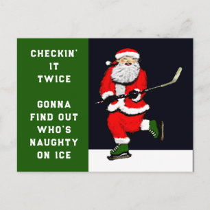 Lustiges Hockey-Weihnachten Feiertagspostkarte