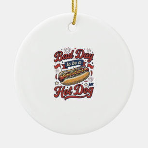 Lustiges Hot Dog Vintage-Patriotisches Food-Shirt- Keramik Ornament