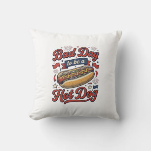 Lustiges Hot Dog Vintage Patriotisches Lebensmitte Kissen