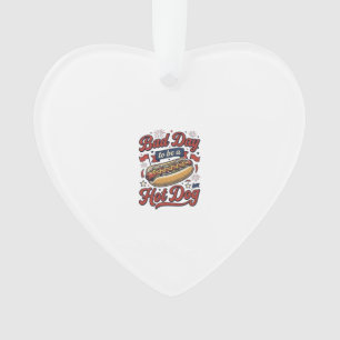 Lustiges Hot Dog Vintage Patriotisches Lebensmitte Ornament