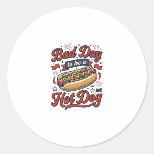 Lustiges Hot Dog Vintage Patriotisches Lebensmitte Runder Aufkleber