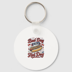 Lustiges Hot Dog Vintage Patriotisches Lebensmitte Schlüsselanhänger