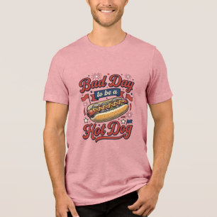 Lustiges Hot Dog Vintage Patriotisches Lebensmitte Tri-Blend Shirt