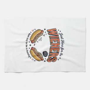 Lustiges Hot Dog Wiener Vintage-Shirt-Design_1 Geschirrtuch