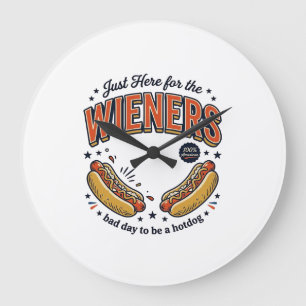 Lustiges Hot Dog Wiener Vintage-Shirt-Design_1 Große Wanduhr