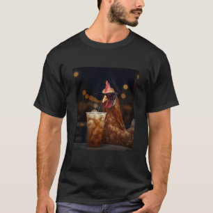 Lustiges Huhn Cool Huhn Mit Eistee-Farm Geschenk T-Shirt