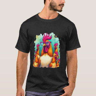 Lustiges Huhn Cool Rooster Art Hipster Farm Tier T-Shirt