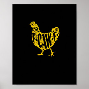 Lustiges Huhn F-Caw-F Henne Geflügel Hahn Stall Poster
