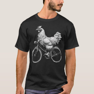 Lustiges Huhn Fahrrad fährt Radfahrer Süßes Tier L T-Shirt