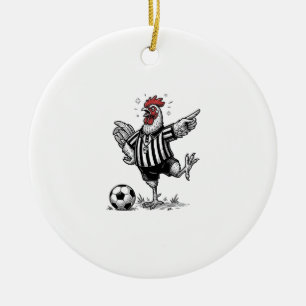 Lustiges Huhn Fußball Vintage Gravur Shirt_1 Keramik Ornament