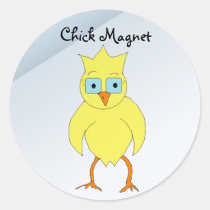 Lustiges Huhn mit Brille Runder Aufkleber