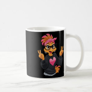 Lustiges Huhn mit Gles Friedenszeichen Verrücktes  Kaffeetasse