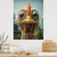 Lustiges Huhn mit großen Augen in Nahaufnahme