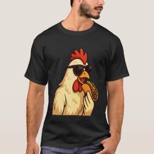 Lustiges Huhn mit Sonnenbrille isst Taco Cute Far T-Shirt