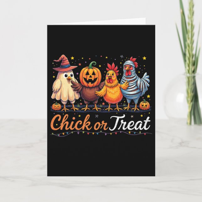 Lustiges Huhn oder Halloween-Hexen-Spooky-Chicke Karte (Vorderseite)