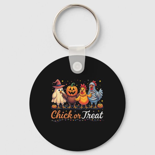 Lustiges Huhn oder Halloween-Hexen-Spooky-Chicke Schlüsselanhänger (Vorderseite)