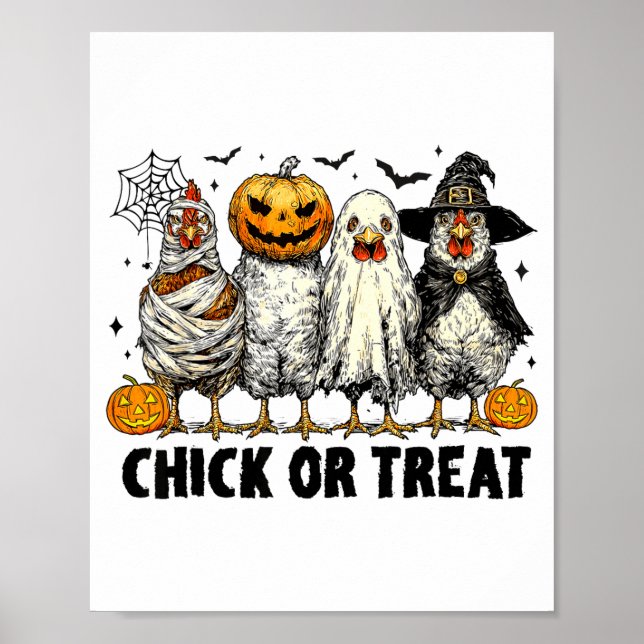 Lustiges Huhn oder Halloween-Hexen-Spooky-Huhn Poster (Vorne)