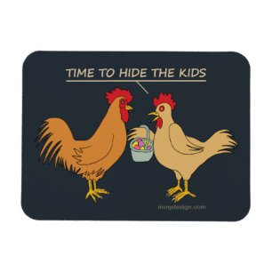 Lustiges Huhn-Osterei-Jagd-Cartoon-Blau Magnet