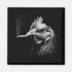 Lustiges Huhn raucht Pfeife Hahn Bauernhaus  Magnet