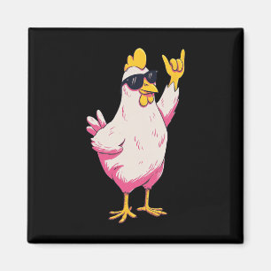 Lustiges Huhn Retro-Stil Cartoon-Geflügel Humor De Magnet