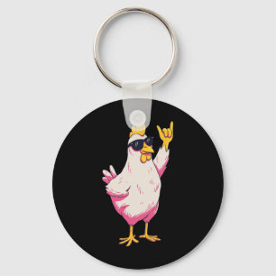 Lustiges Huhn Retro-Stil Cartoon-Geflügel Humor De Schlüsselanhänger