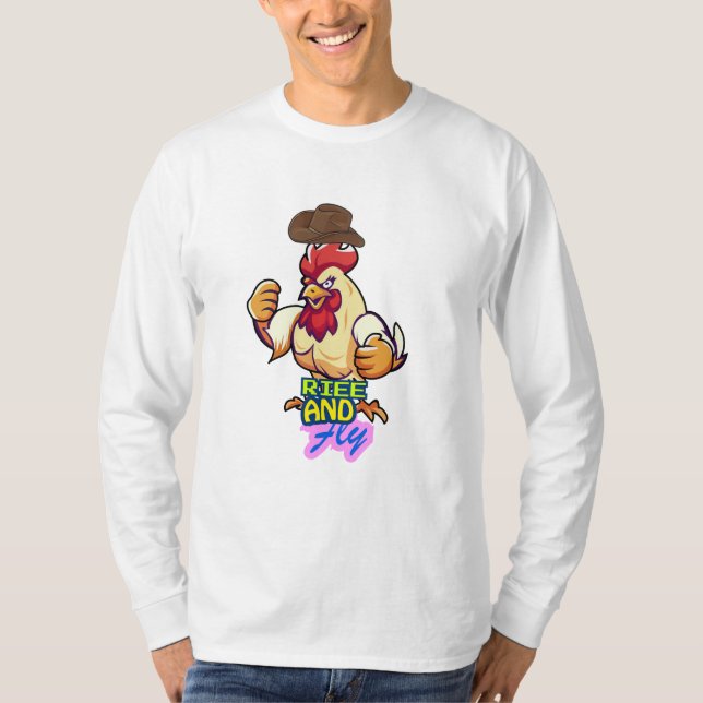 Lustiges Huhn Rise and Fly” T-Shirt (Vorderseite)