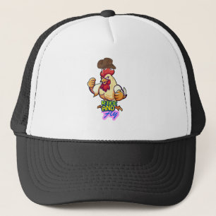 Lustiges Huhn Rise and Fly” T-Shirt Truckerkappe