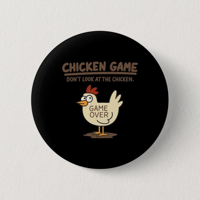 Lustiges Hühnchen-Spiel Schau nicht auf das Huhn M Button (Vorderseite)