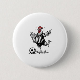 Lustiges Hühner-Fußball Vintage-Stich-Shirt_1 Button