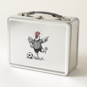 Lustiges Hühner-Fußball Vintage-Stich-Shirt_1 Metall Brotdose