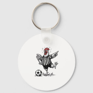 Lustiges Hühner-Fußball Vintage-Stich-Shirt_1 Schlüsselanhänger