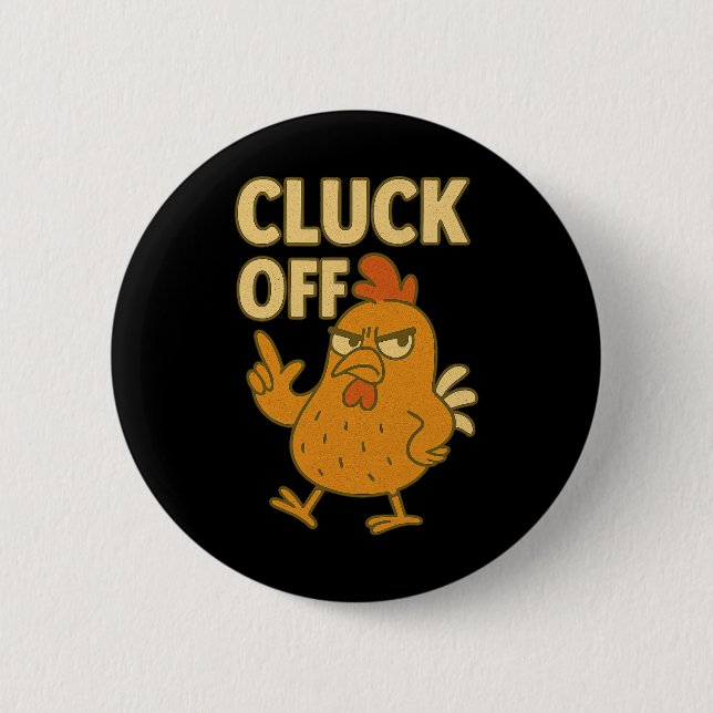 Lustiges Hühner-Gackern-Aus Vintage Retro-Geschenk Button (Vorderseite)