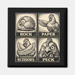 Lustiges Hühner Schere Stein Papier Pickendes Huhn Magnet