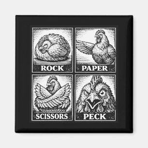Lustiges Hühner Schere Stein Papier Pickendes Huhn Magnet